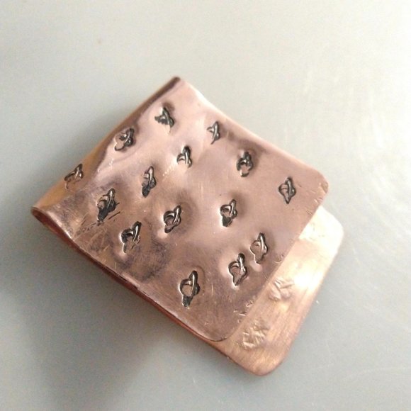 Solid Copper Money Clip Saturn Handmade Rustic Men Planet Gift Usher Father Dad - Picture 8 of 11